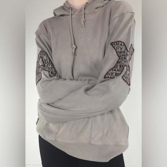 REDUCED 🪷Y2K Armani Exchange light grey hoodie, pullover, embroidery AX on arms - Picture 1 of 17